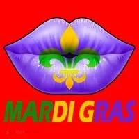Mardi Gras Party Lips Fleur De Lis Santa Hat thumb 1