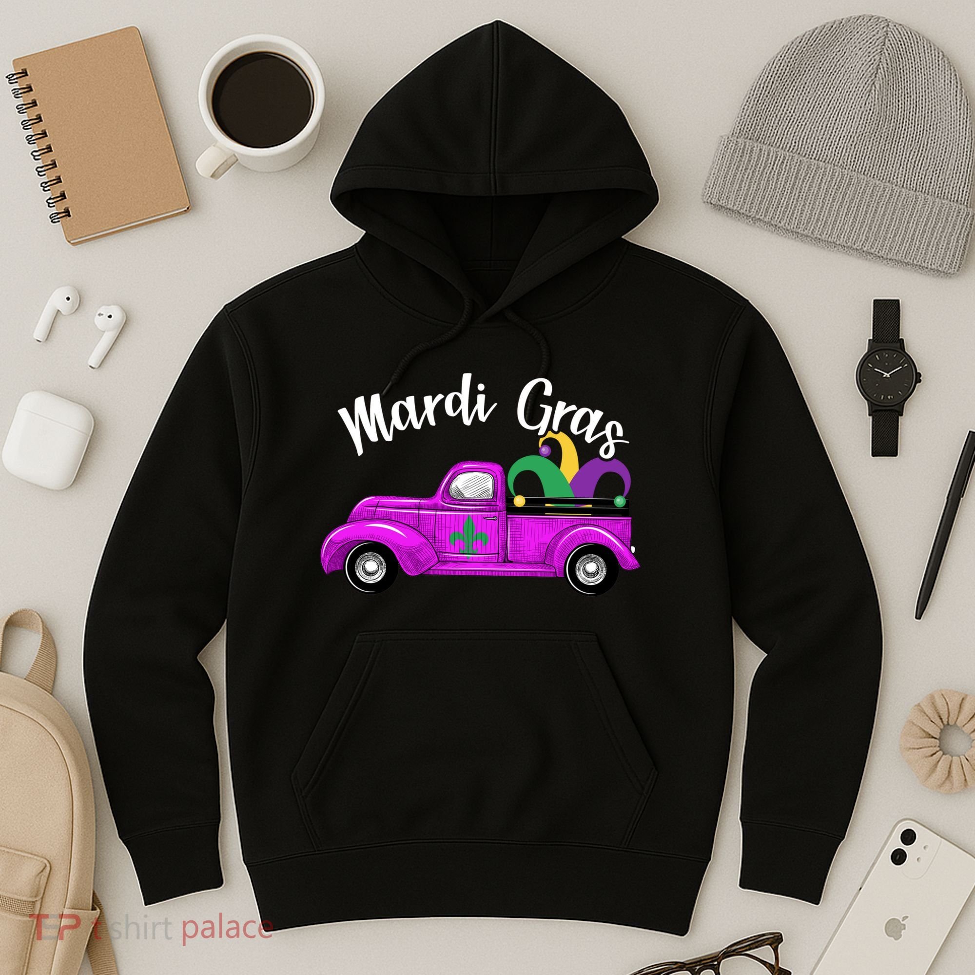 Mardi Gras Party Truck Hoodie