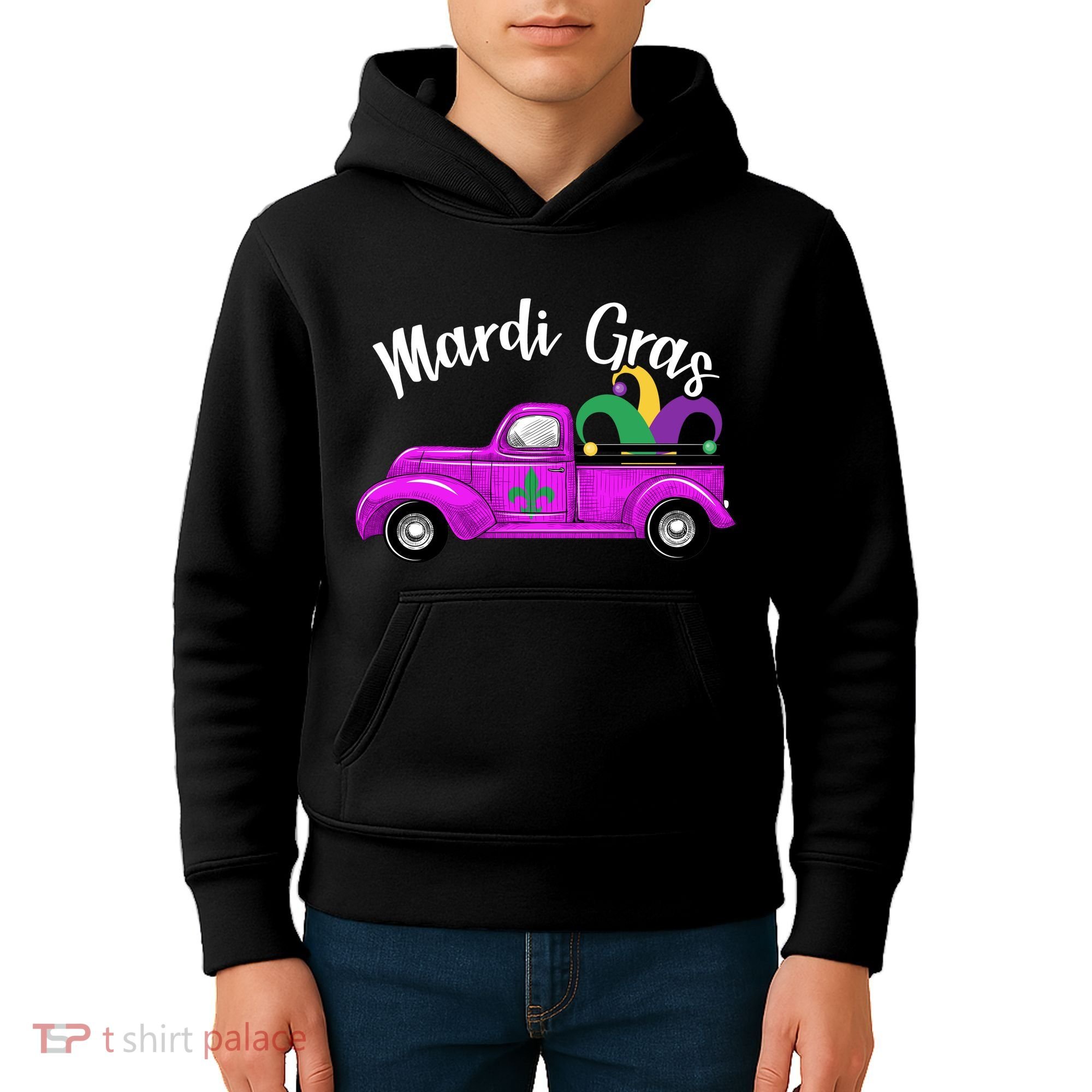 Mardi Gras Party Truck Kids Hoodie