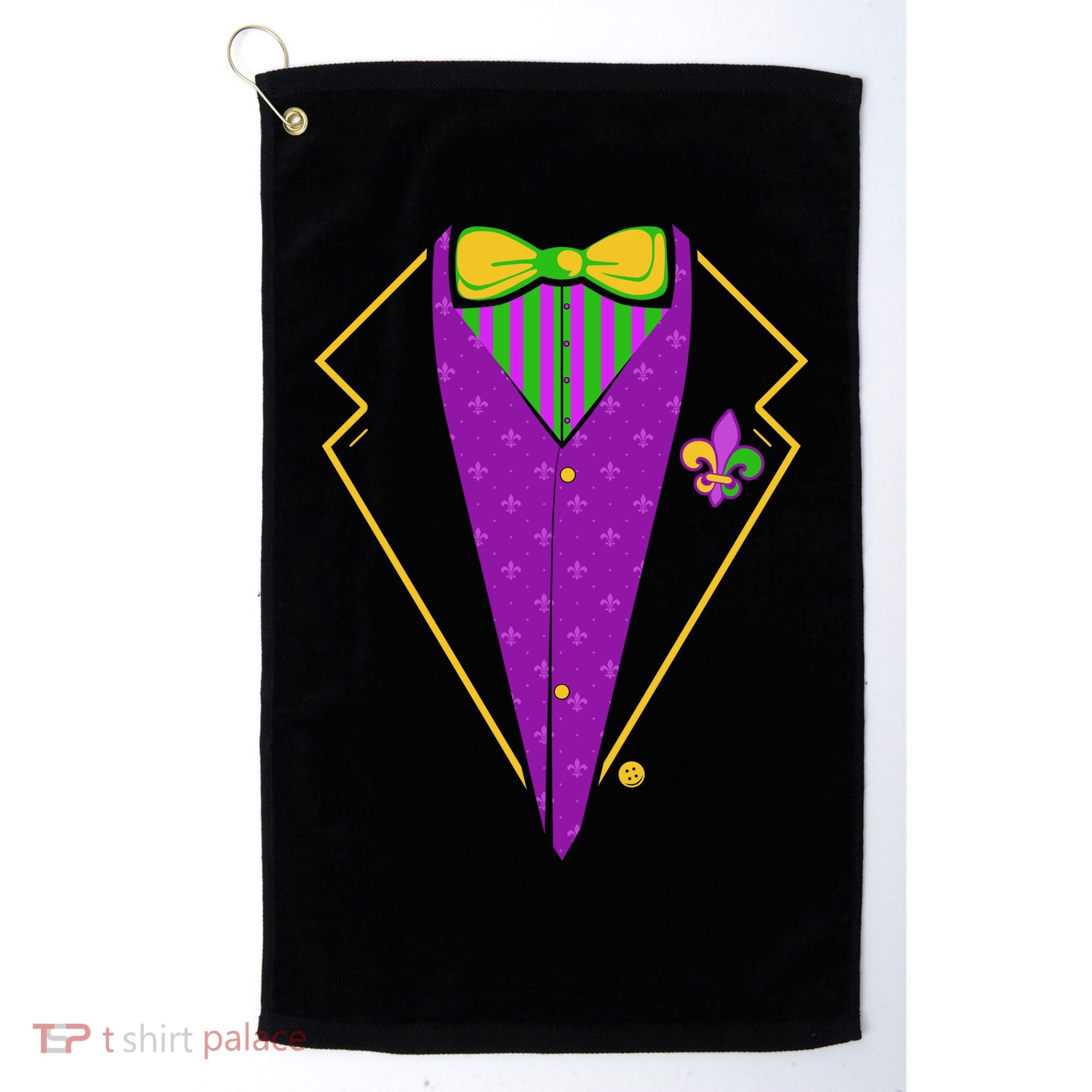 Mardi Gras Party Tux Golf Towel