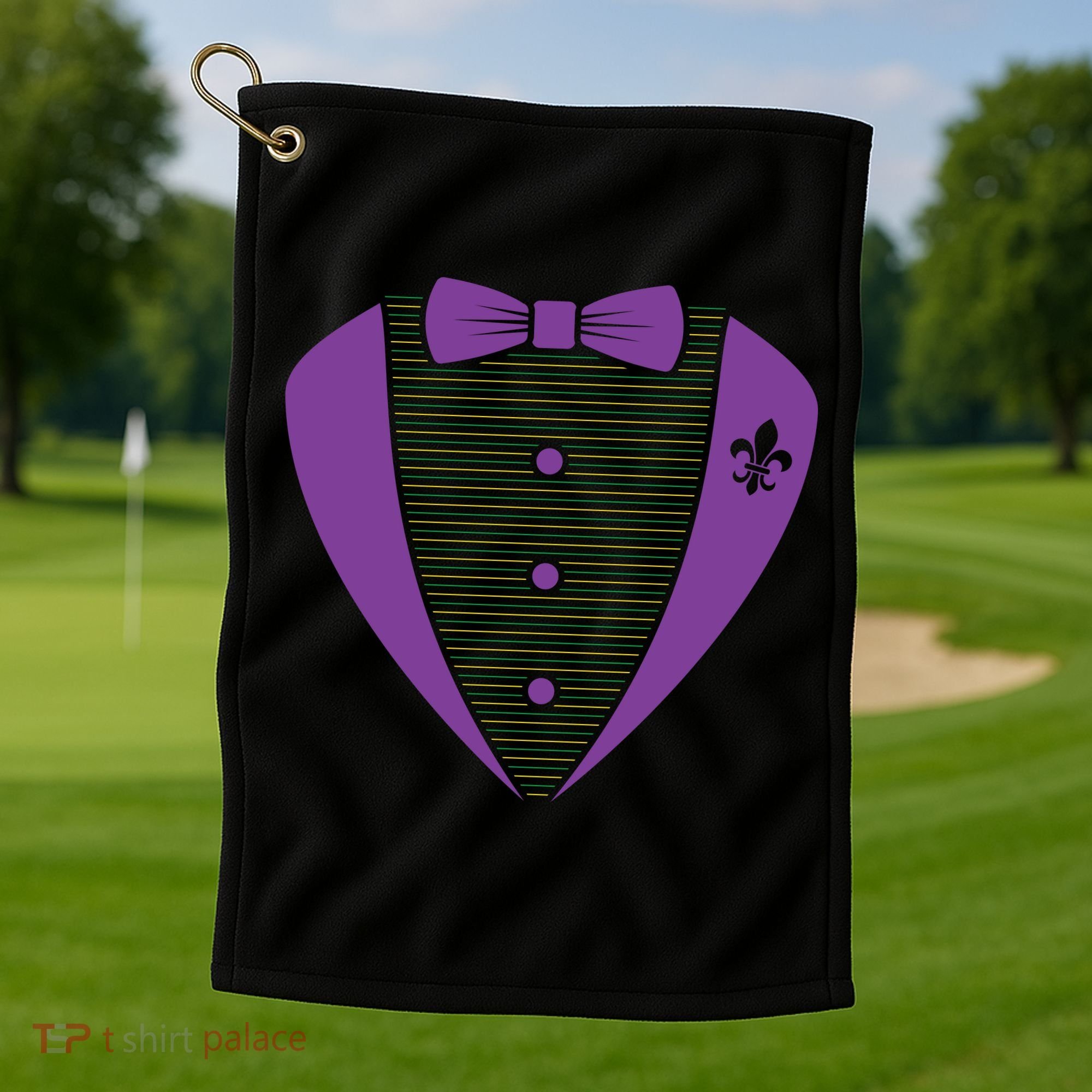 Mardi Gras Party Tuxedo Golf Towel