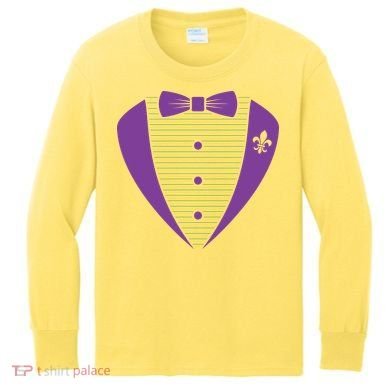 Mardi Gras Party Tuxedo Kids Long Sleeve Shirt