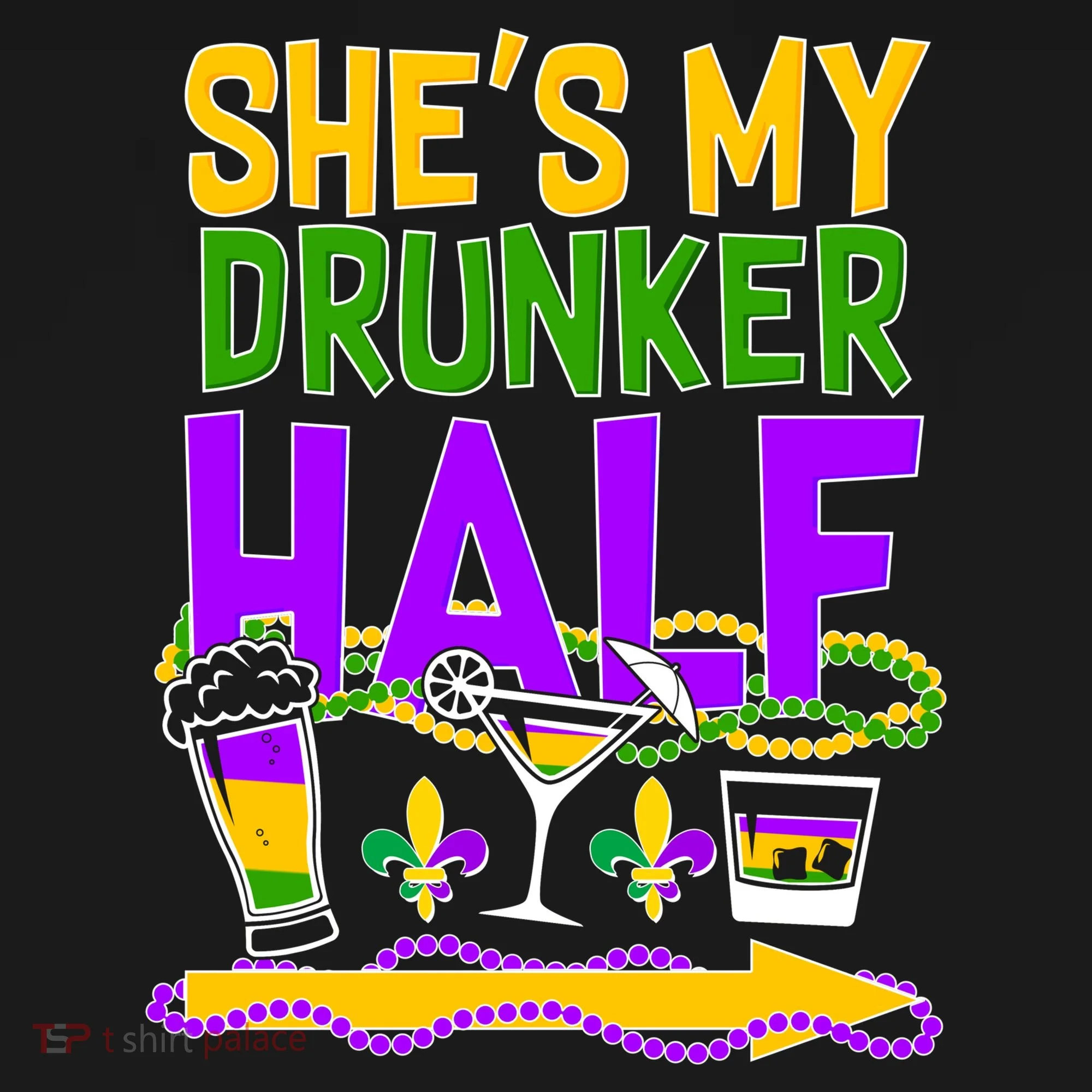 Mardi Gras She's My Drunker Half Doggie Tank