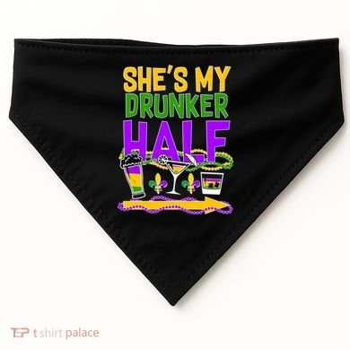 Mardi Gras She's My Drunker Half USA-Made Doggie Bandana