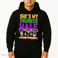 Mardi Gras She's My Drunker Half Hoodie thumb 2