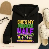 Mardi Gras She's My Drunker Half Hoodie thumb 4