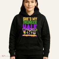 Mardi Gras She's My Drunker Half Hoodie thumb 5
