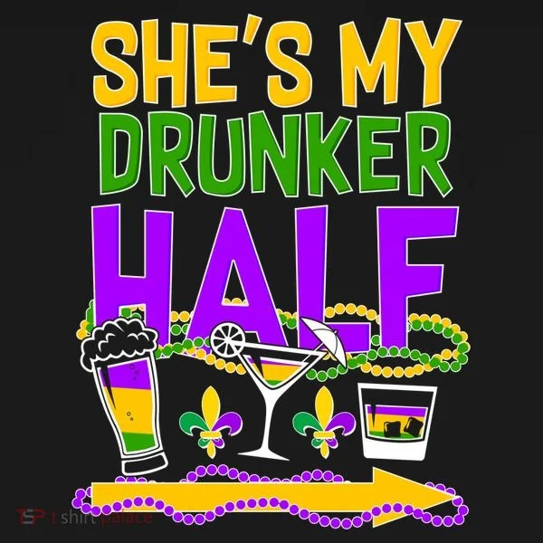 Mardi Gras She's My Drunker Half Bucket Hat
