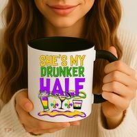 Mardi Gras She's My Drunker Half Coffee Mug thumb 3