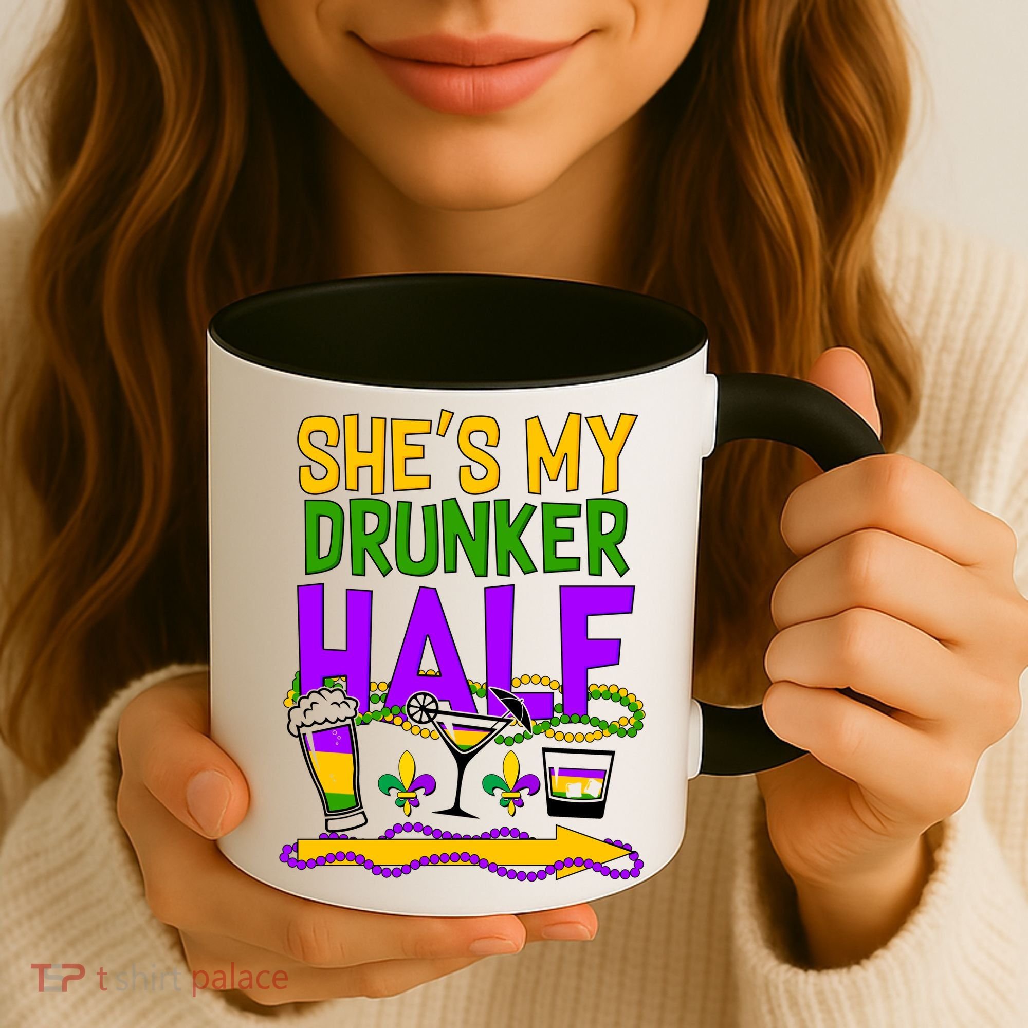 Mardi Gras She's My Drunker Half Coffee Mug