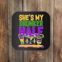 Mardi Gras She's My Drunker Half Coaster thumb 0