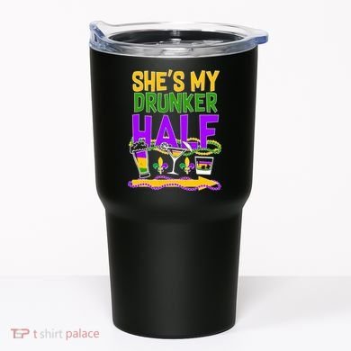 Mardi Gras She's My Drunker Half Tumbler