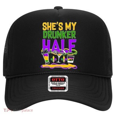 Mardi Gras She's My Drunker Half Hat