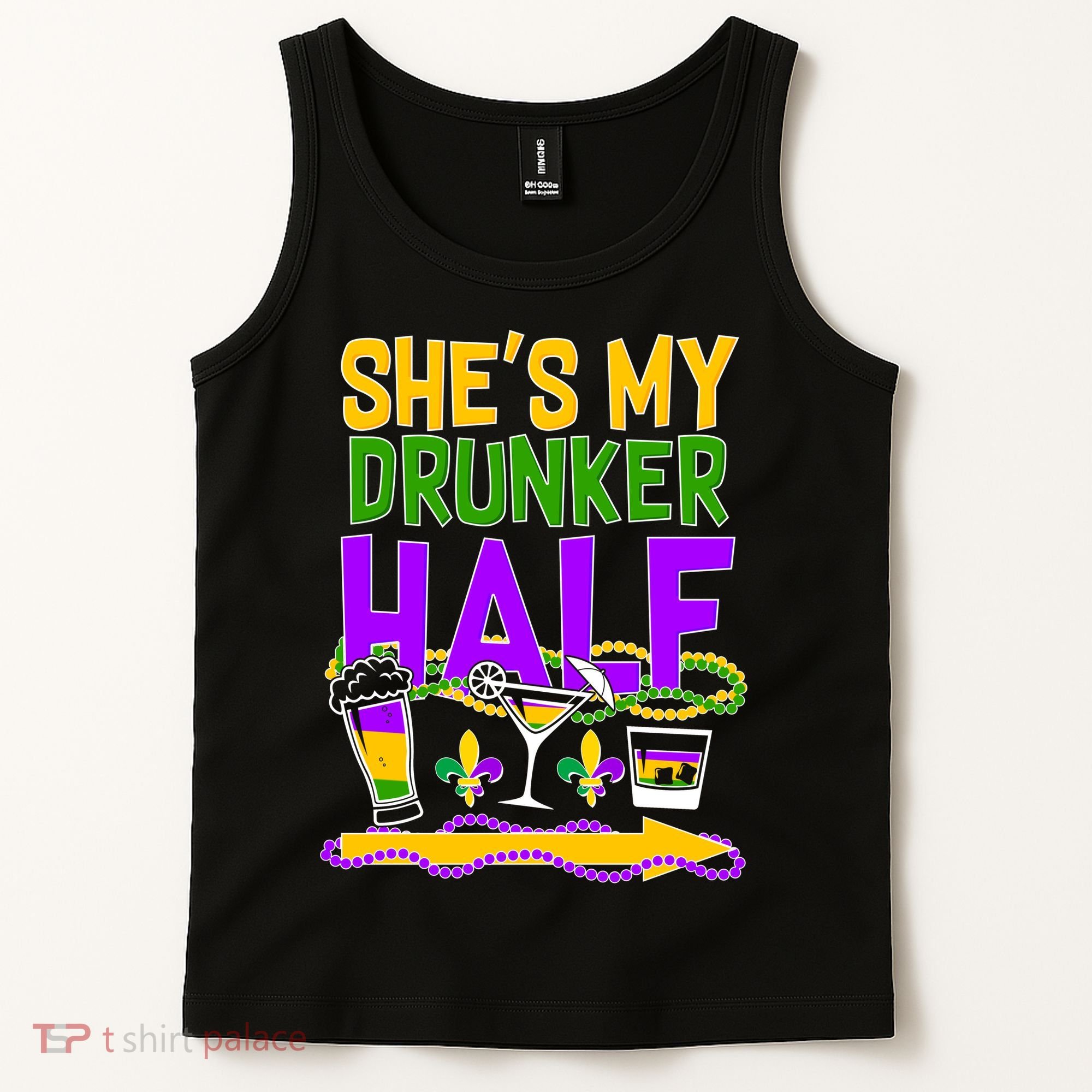 Mardi Gras She's My Drunker Half Tank Top