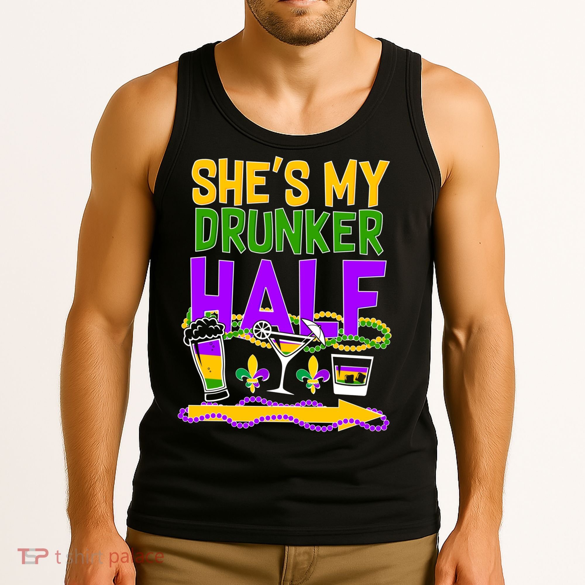 Mardi Gras She's My Drunker Half Tank Top