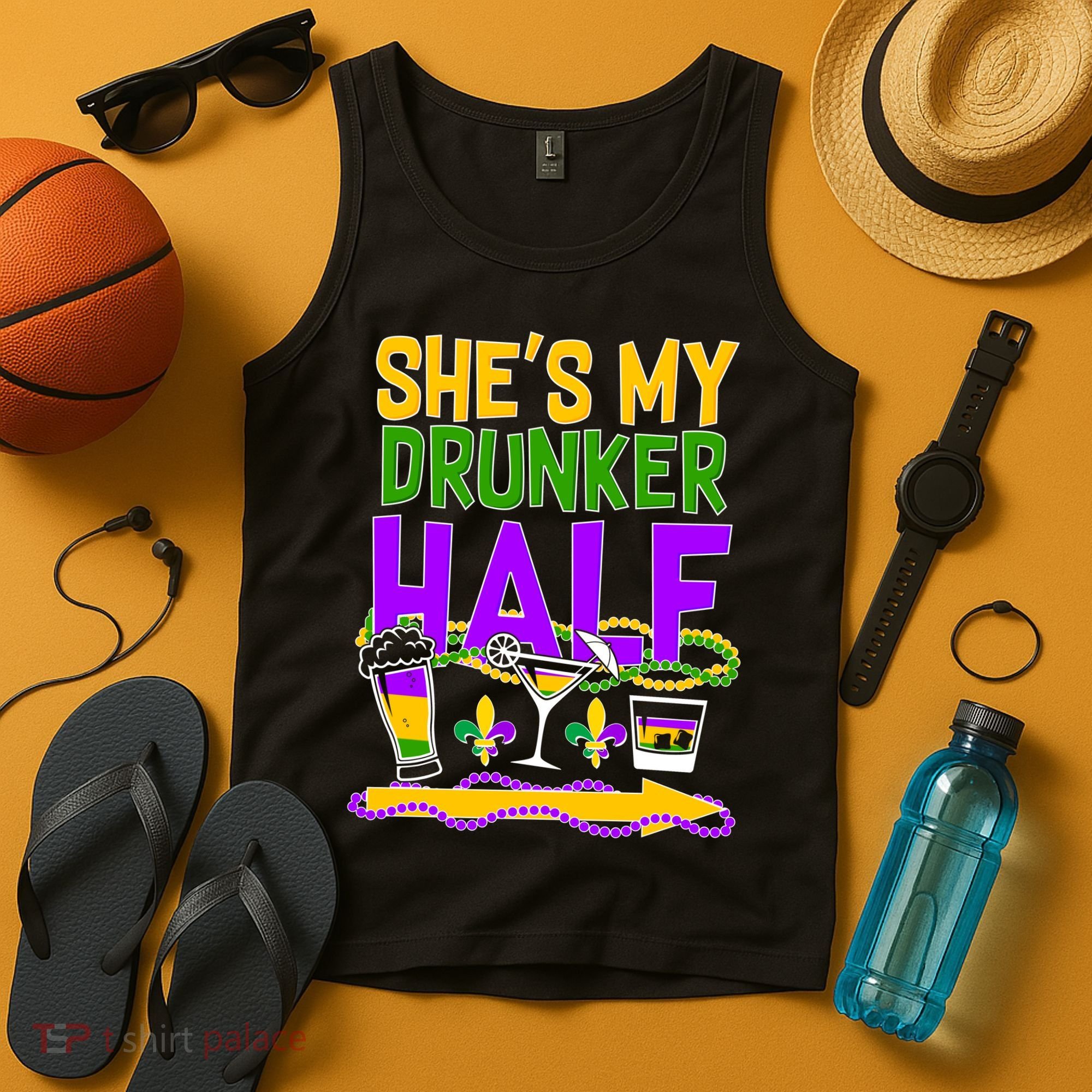 Mardi Gras She's My Drunker Half Tank Top