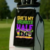 Mardi Gras She's My Drunker Half Golf Towel thumb 2