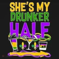 Mardi Gras She's My Drunker Half Women's Long Sleeve Shirt thumb 2