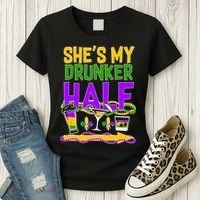 Mardi Gras She's My Drunker Half Women's T-Shirt thumb 3
