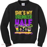 Mardi Gras She's My Drunker Half Kids Sweatshirt thumb 0