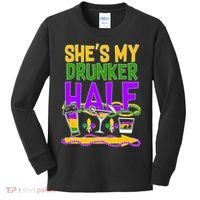 Mardi Gras She's My Drunker Half Kids Long Sleeve Shirt thumb 0