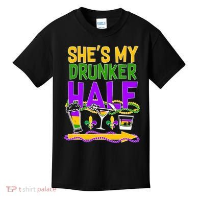 Mardi Gras She's My Drunker Half Kids T-Shirt