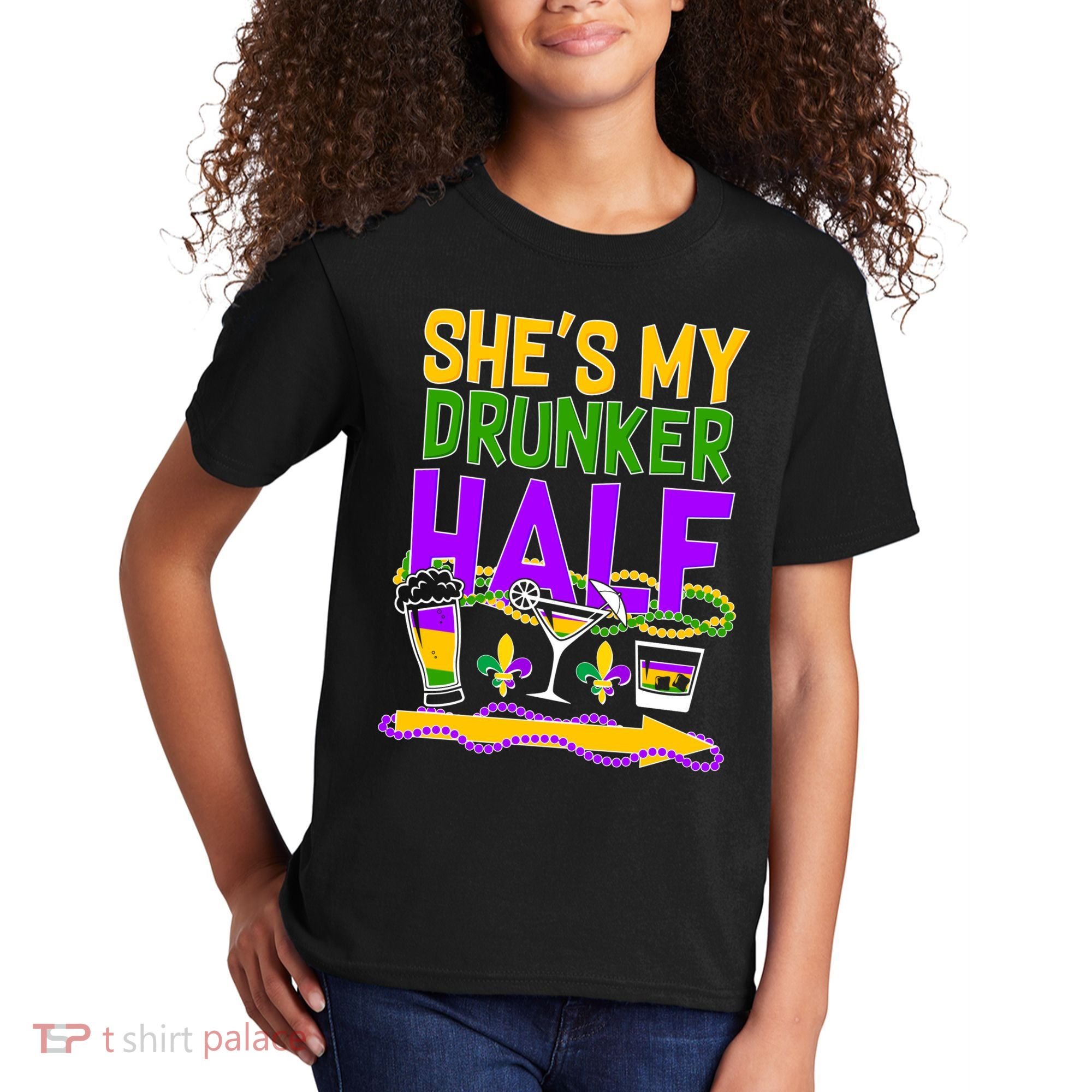 Mardi Gras She's My Drunker Half Kids T-Shirt