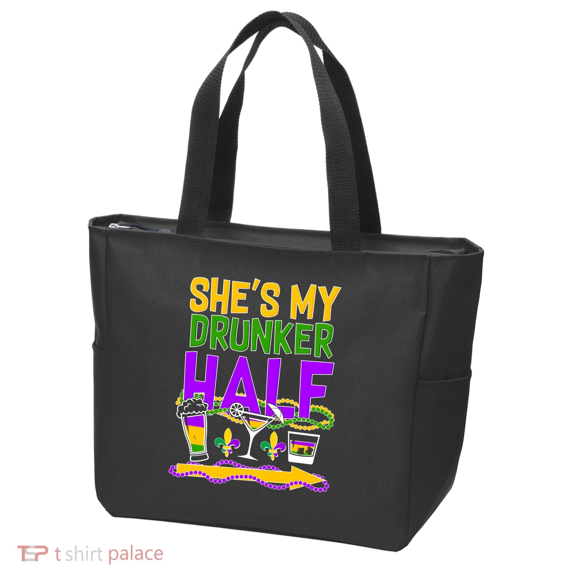 Mardi Gras She's My Drunker Half Tote Bag