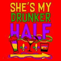 Mardi Gras She's My Drunker Half Santa Hat thumb 1