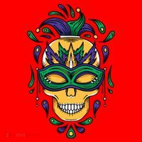 Mardi Gras Skull Mask  Santa Hat thumb 1
