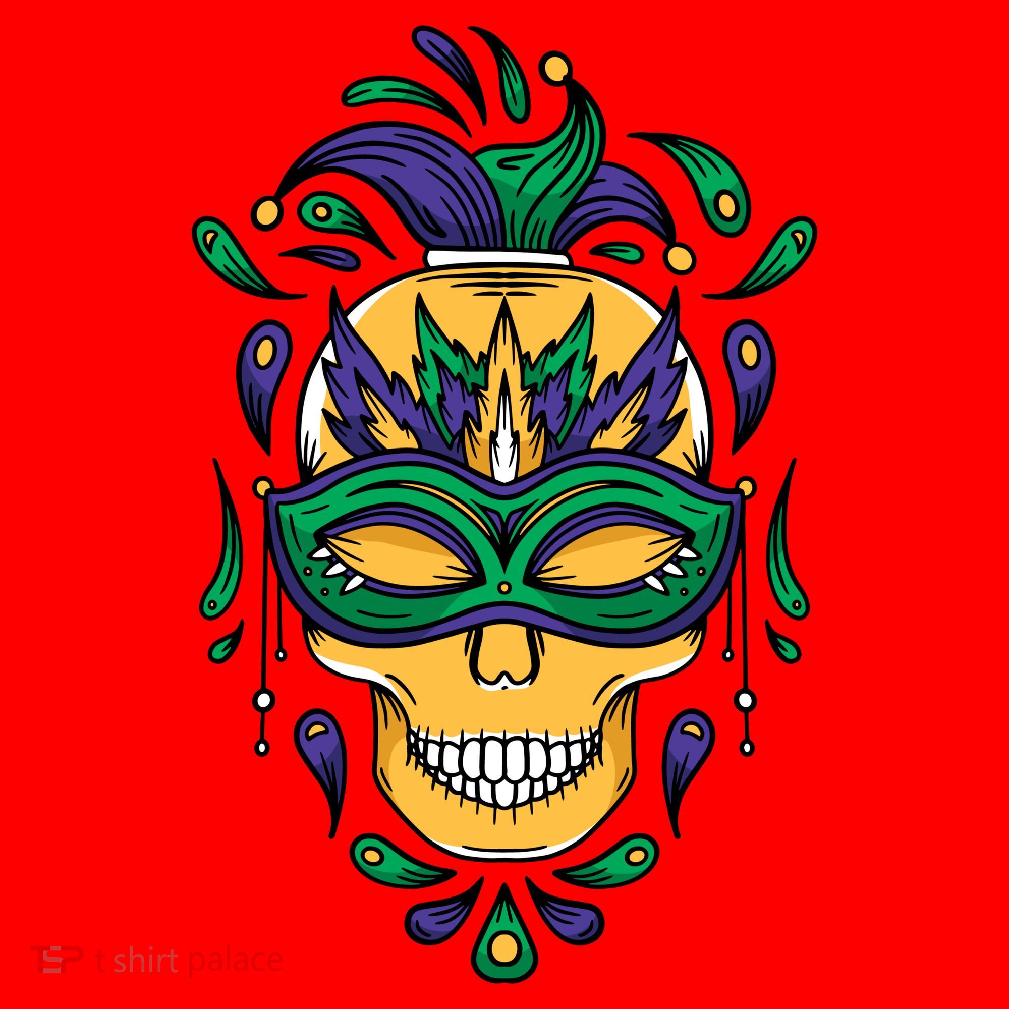 Mardi Gras Skull Mask  Santa Hat