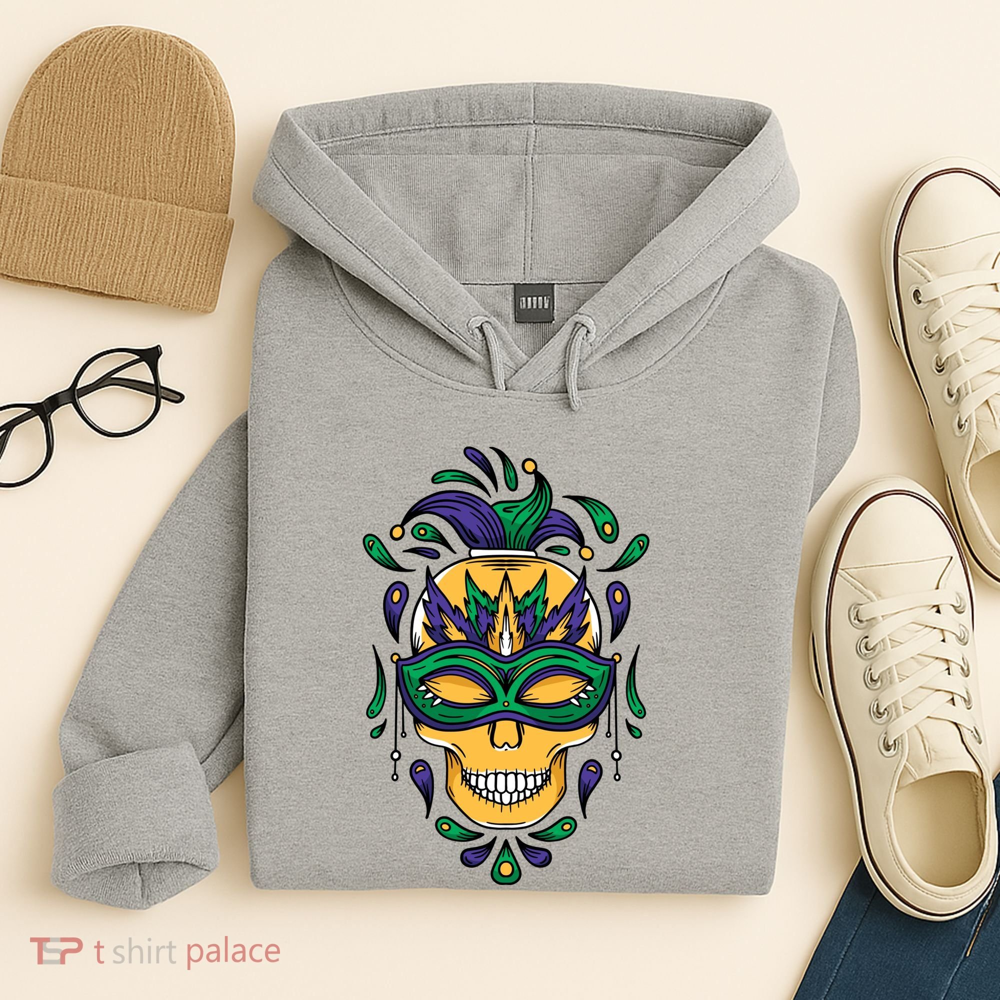 Mardi Gras Skull Mask  Hoodie
