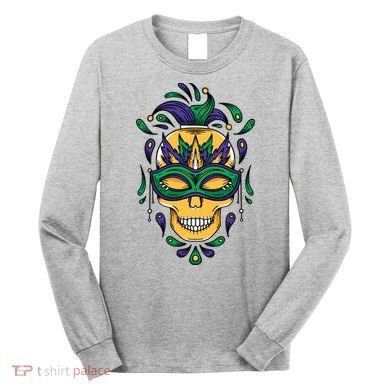 Mardi Gras Skull Mask  Long Sleeve Shirt