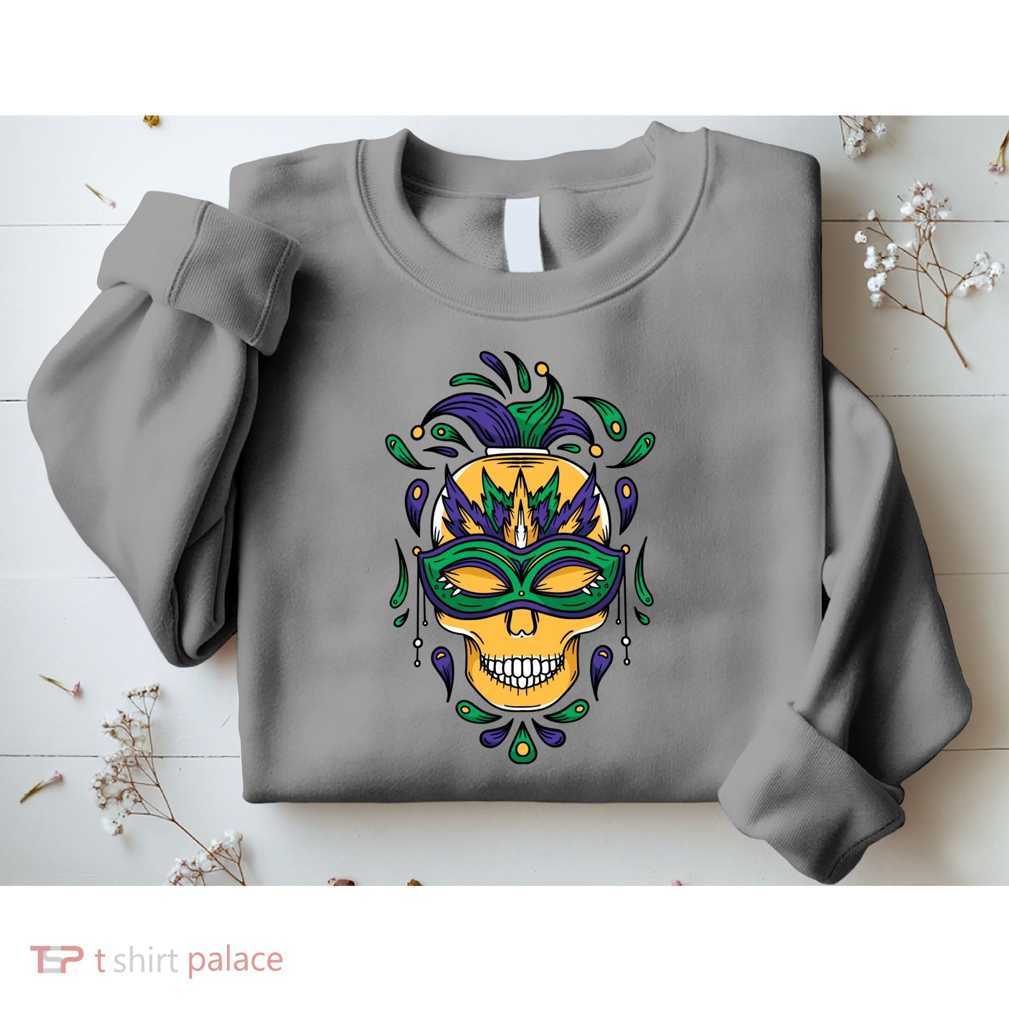 Mardi Gras Skull Mask  Sweatshirt