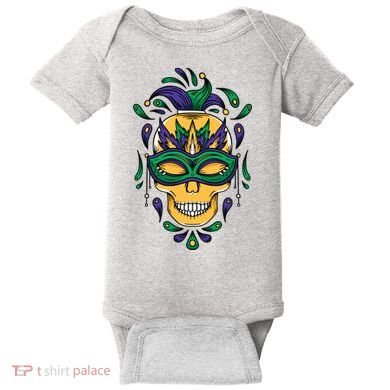 Mardi Gras Skull Mask  Baby Bodysuit