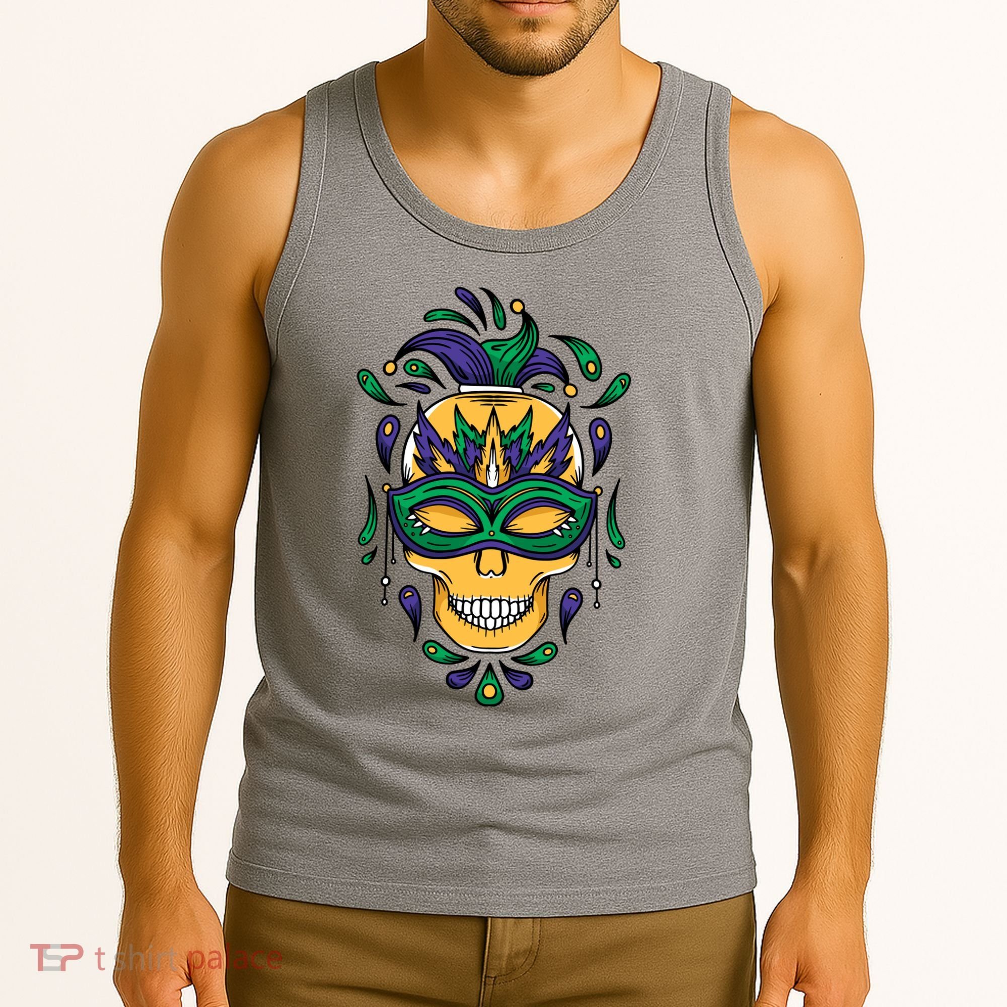 Mardi Gras Skull Mask  Tank Top