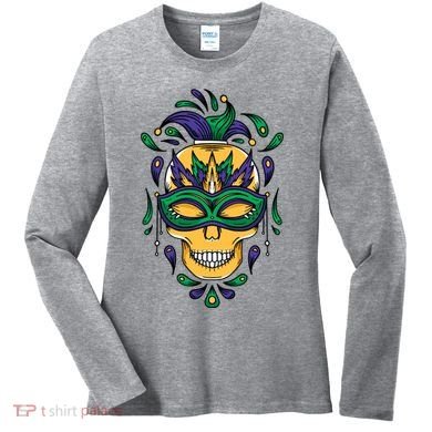 Mardi Gras Skull Mask  Women's Long Sleeve Shirt