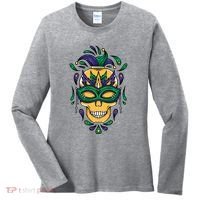 Mardi Gras Skull Mask  Women's Long Sleeve Shirt thumb 0