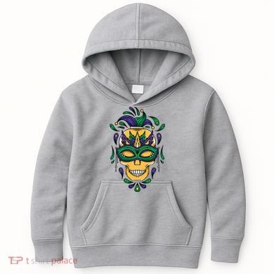 Mardi Gras Skull Mask  Kids Hoodie