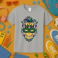 Mardi Gras Skull Mask  Kids T-Shirt thumb 3