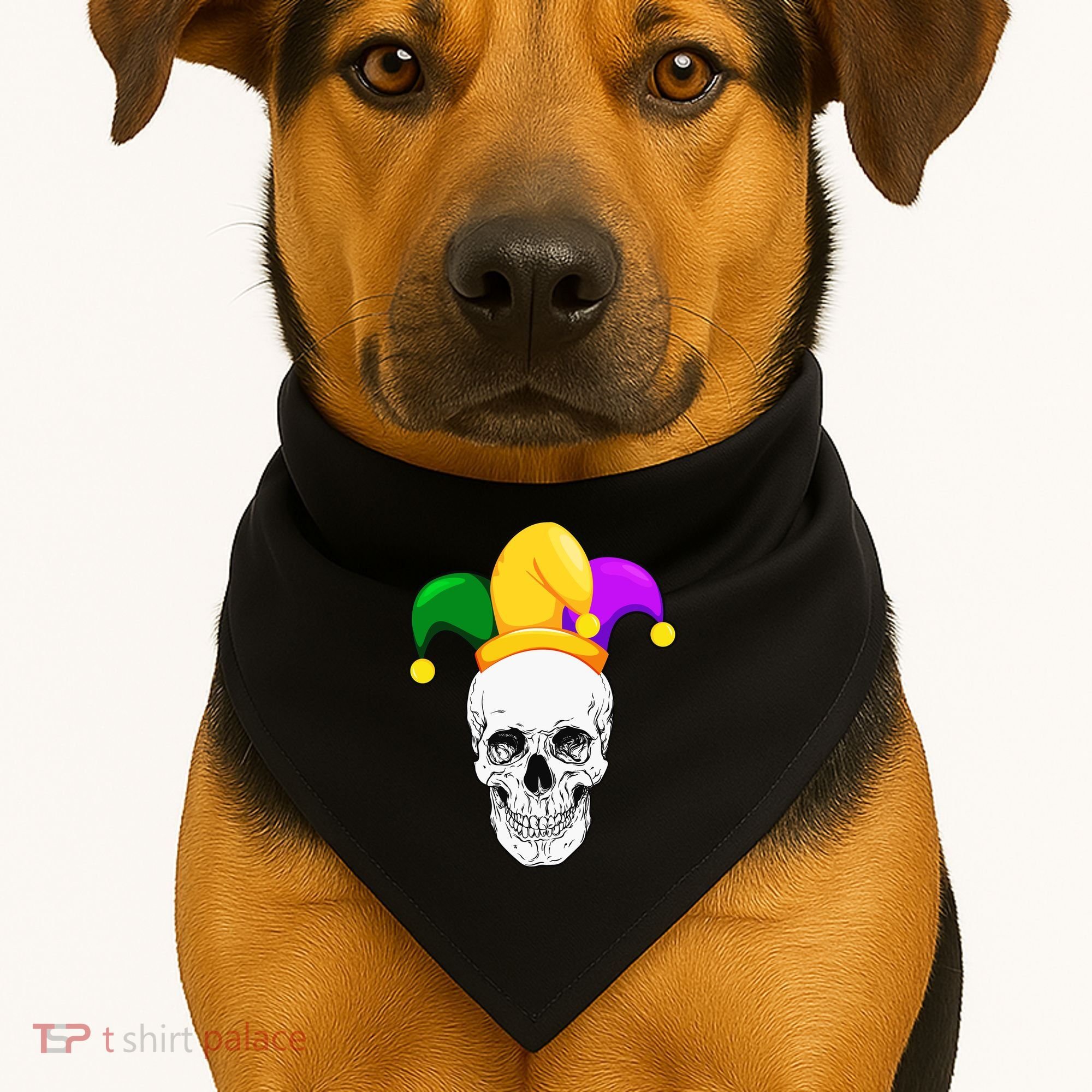 Mardi Gras Skull Parade Jester USA-Made Doggie Bandana