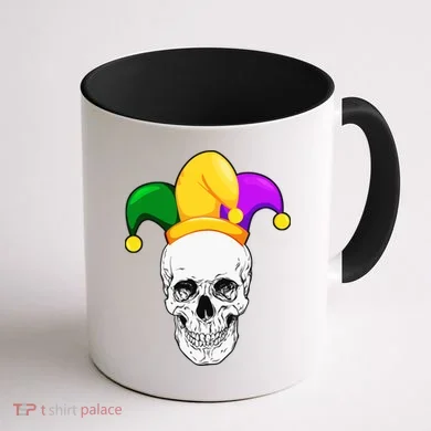 Mardi Gras Skull Parade Jester Coffee Mug back