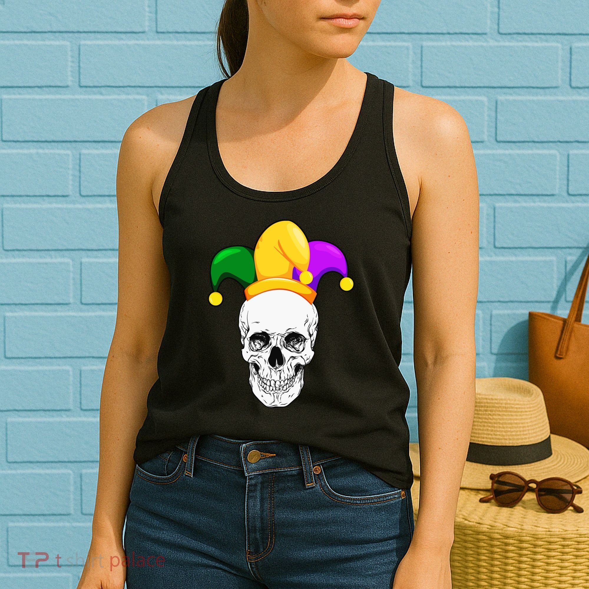 Mardi Gras Skull Parade Jester Women's Tank Top