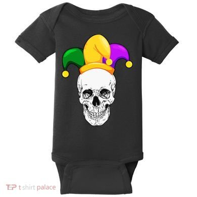 Mardi Gras Skull Parade Jester Baby Bodysuit