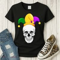Mardi Gras Skull Parade Jester Women's T-Shirt thumb 3