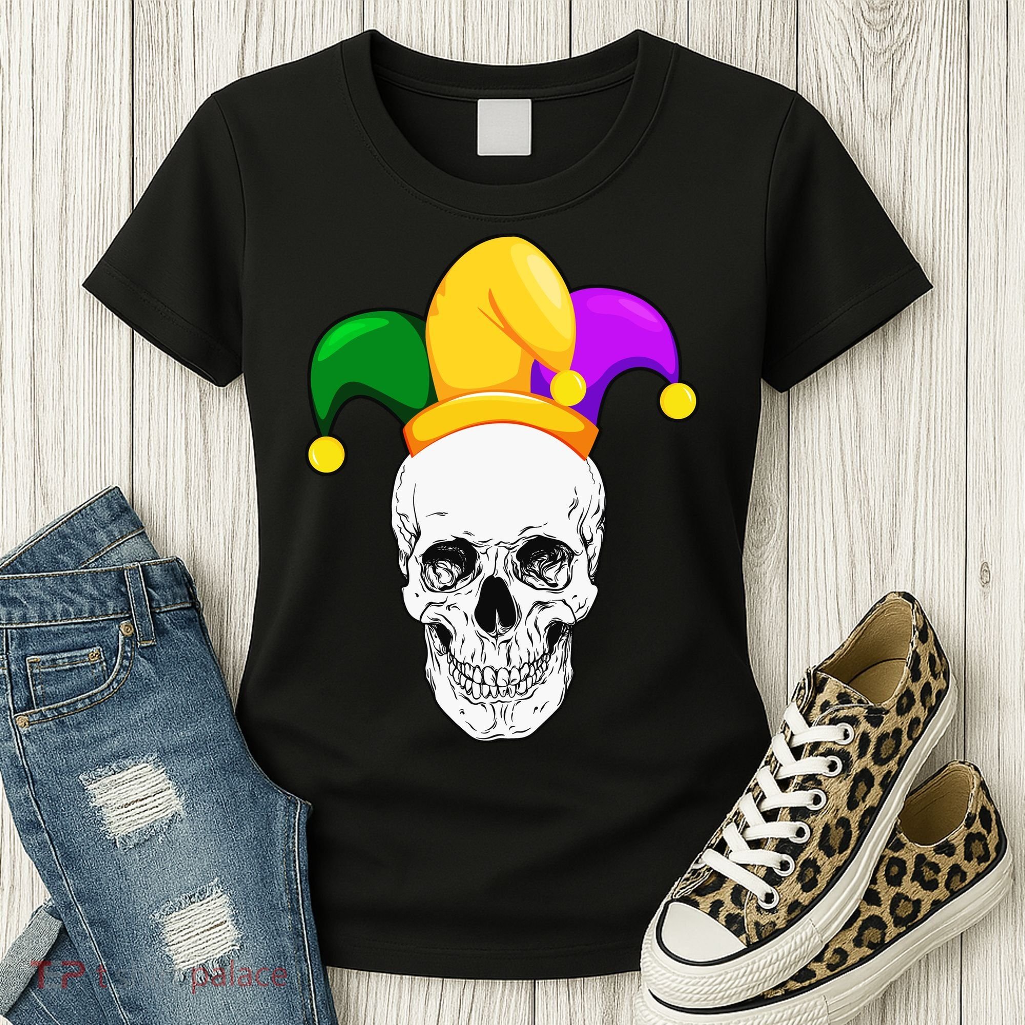 Mardi Gras Skull Parade Jester Women's T-Shirt