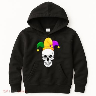 Mardi Gras Skull Parade Jester Kids Hoodie