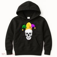 Mardi Gras Skull Parade Jester Kids Hoodie thumb 0
