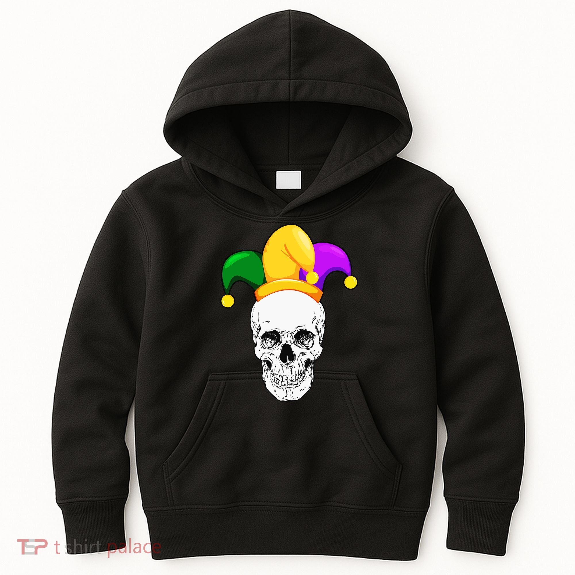 Mardi Gras Skull Parade Jester Kids Hoodie