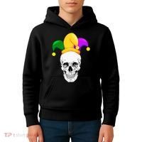 Mardi Gras Skull Parade Jester Kids Hoodie thumb 4
